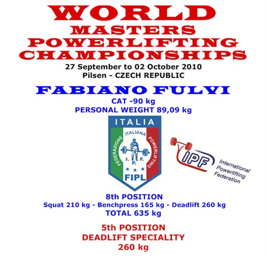 MONDIALI MASTER IPF 2010 POWERLIFTING